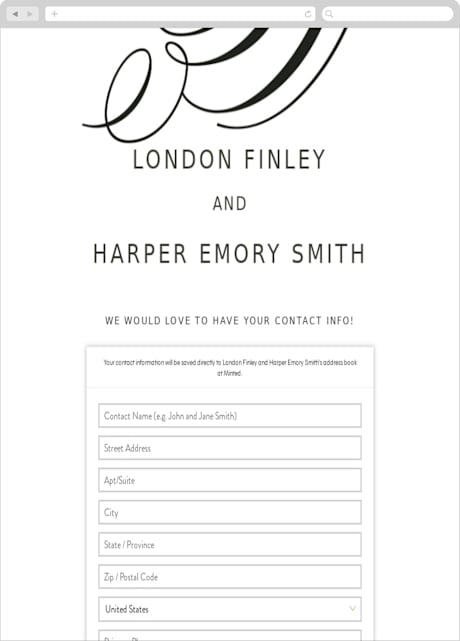 Digital Wedding Address Collection Cards