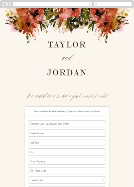 Digital Wedding Address Collection Cards