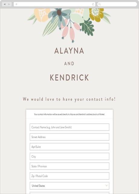 Digital Wedding Address Collection Cards