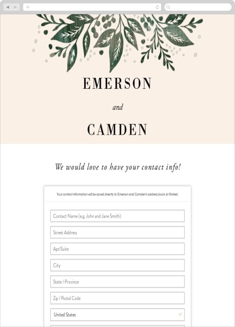 Digital Wedding Address Collection Cards