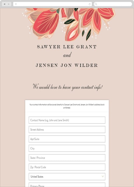 Digital Wedding Address Collection Cards
