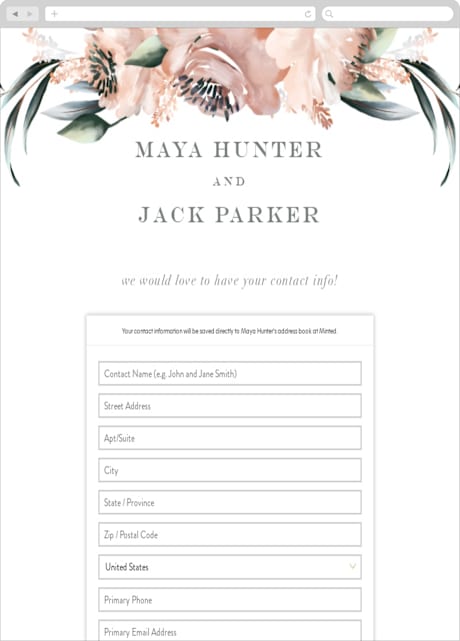 Digital Wedding Address Collection Cards
