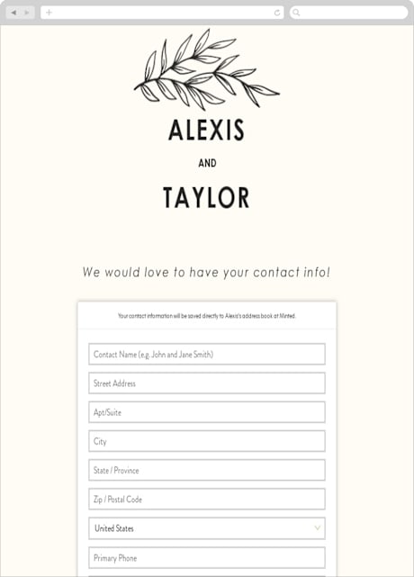 Digital Wedding Address Collection Cards