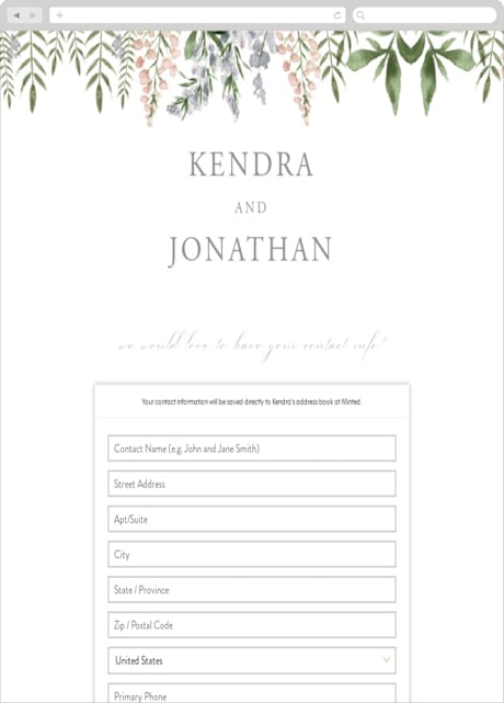 Digital Wedding Address Collection Cards