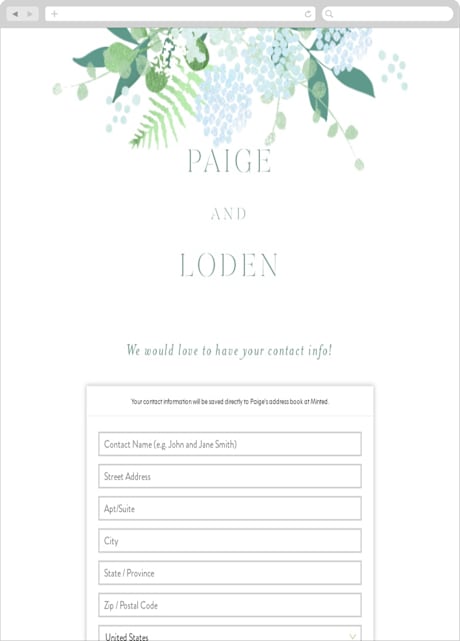 Digital Wedding Address Collection Cards