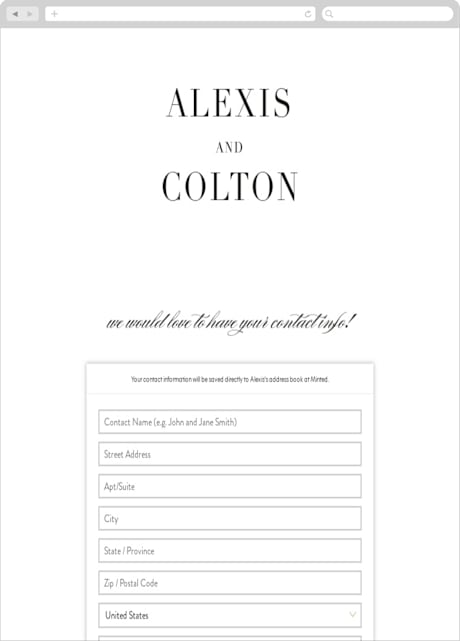 Digital Wedding Address Collection Cards