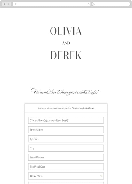 Digital Wedding Address Collection Cards