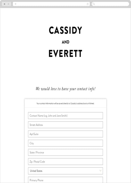 Digital Wedding Address Collection Cards