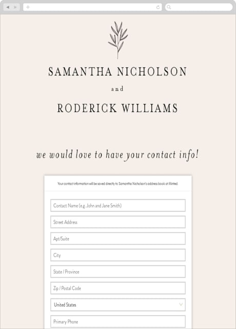 Digital Wedding Address Collection Cards