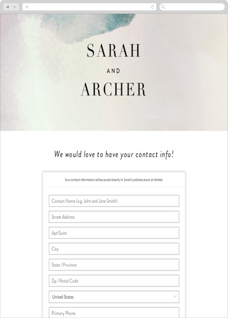 Digital Wedding Address Collection Cards