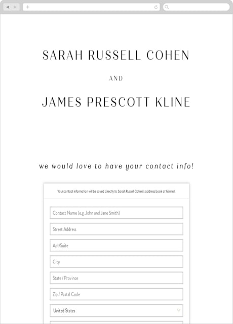 Digital Wedding Address Collection Cards