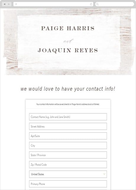 Digital Wedding Address Collection Cards