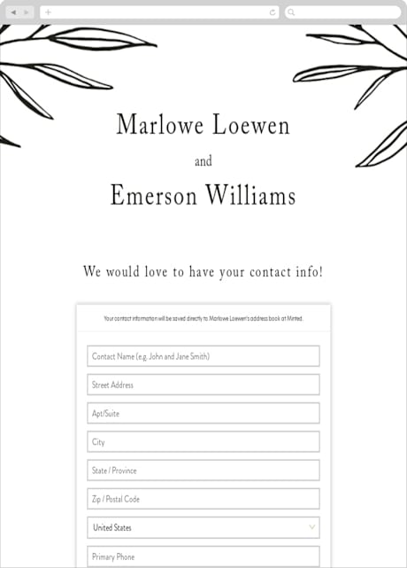 Digital Wedding Address Collection Cards