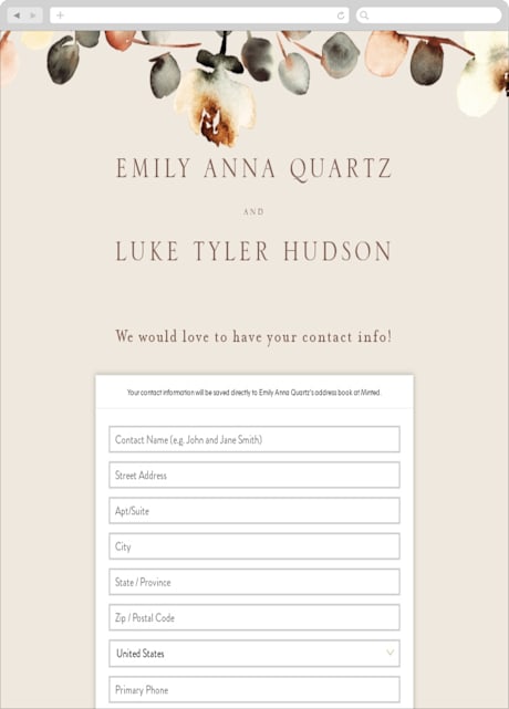 Digital Wedding Address Collection Cards
