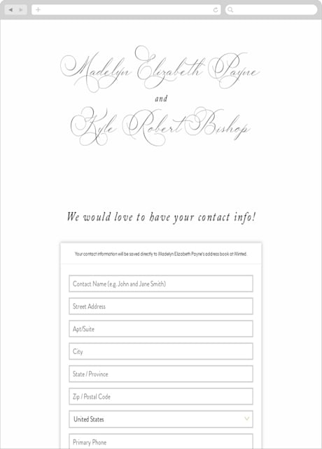 Digital Wedding Address Collection Cards
