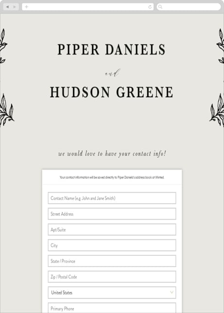 Digital Wedding Address Collection Cards
