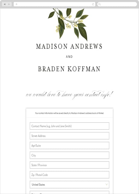 Digital Wedding Address Collection Cards