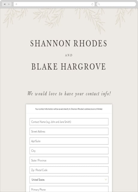 Digital Wedding Address Collection Cards
