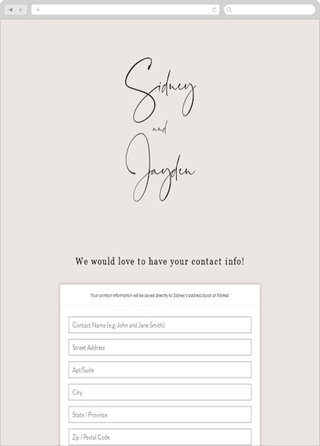 Digital Wedding Address Collection Cards