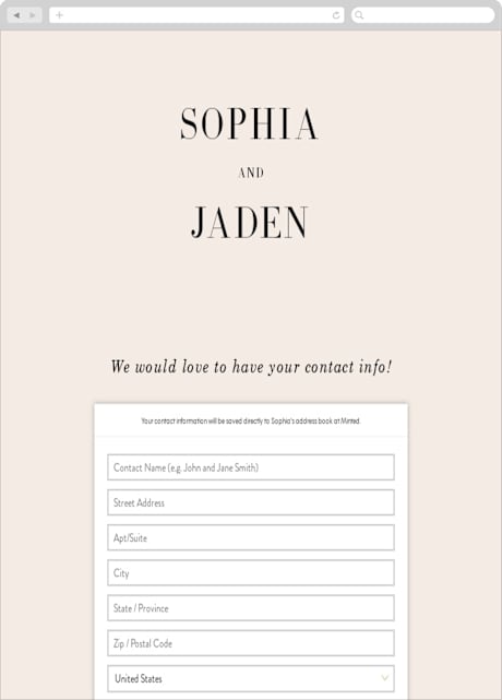 Digital Wedding Address Collection Cards