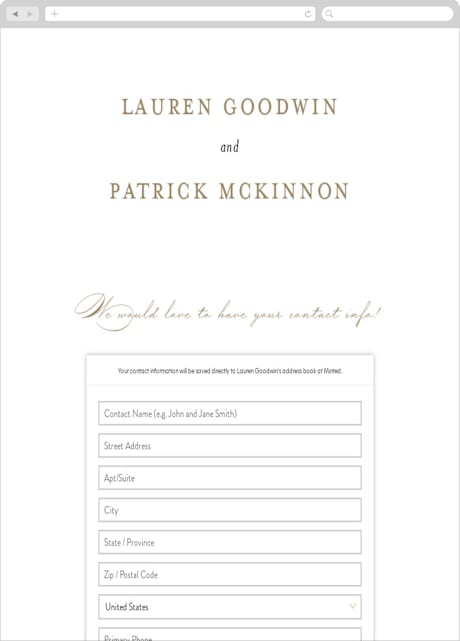 Digital Wedding Address Collection Cards