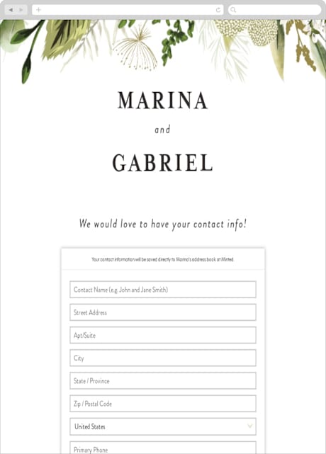 Digital Wedding Address Collection Cards