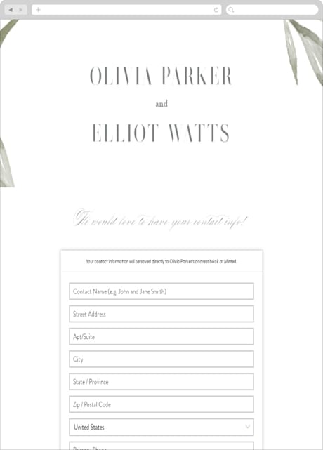 Digital Wedding Address Collection Cards
