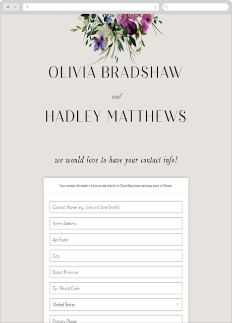 Digital Wedding Address Collection Cards