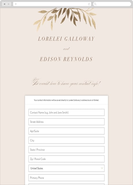 Digital Wedding Address Collection Cards