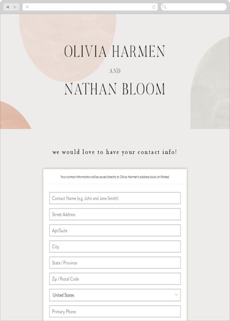 Digital Wedding Address Collection Cards