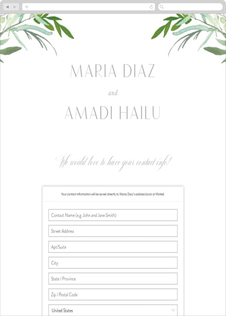 Digital Wedding Address Collection Cards