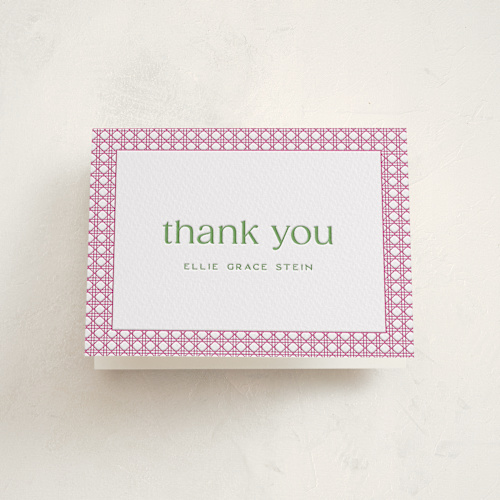 This is a neon pink bar mitzvah bat mitzvah invitations with letterpress by Ellen Schlegelmilch called delicate rattan printing on coventry320 in standard