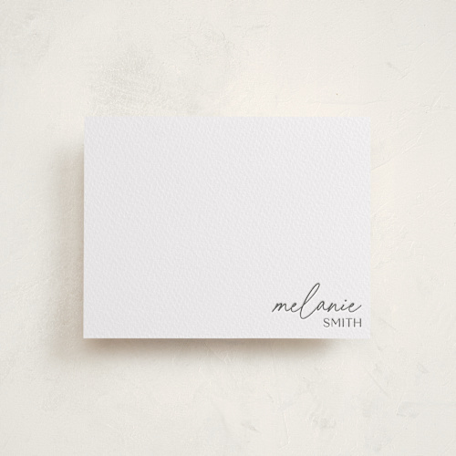 This is a pewter personalized stationery thank you cards with letterpress by Curated Ink called letterpress name printing on coventry320 in standard