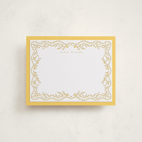 This is a lemon personalized stationery thank you cards with letterpress by Nicoletta Savod called lemonade printing on coventry320 in standard