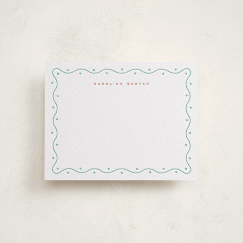 This is a seafoam personalized stationery thank you cards with letterpress by Alston Foster called happiness printing on coventry320 in standard