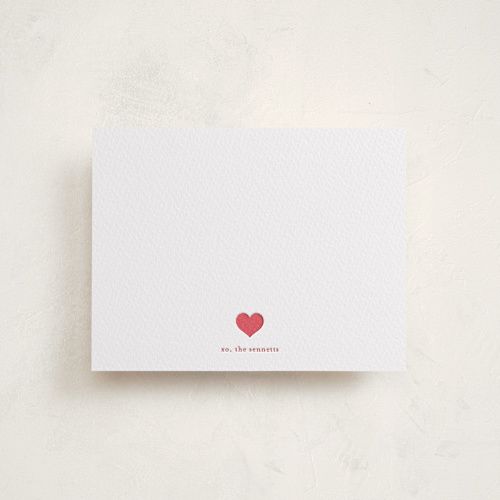 This is a scarlet personalized stationery thank you cards with letterpress by Stacey Meacham called minimal heart printing on coventry320 in standard
