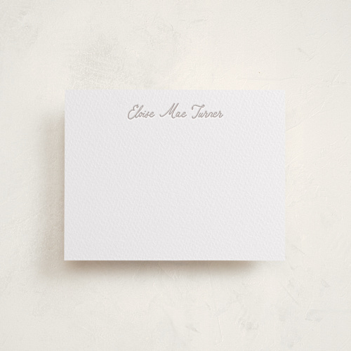 This is a dove grey personalized stationery thank you cards with letterpress by Ellen Schlegelmilch called garden printing on coventry320 in standard