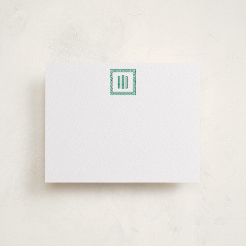 This is a shamrock personalized stationery thank you cards with letterpress by Olivia Raufman called foursquare monogram printing on coventry320 in standard