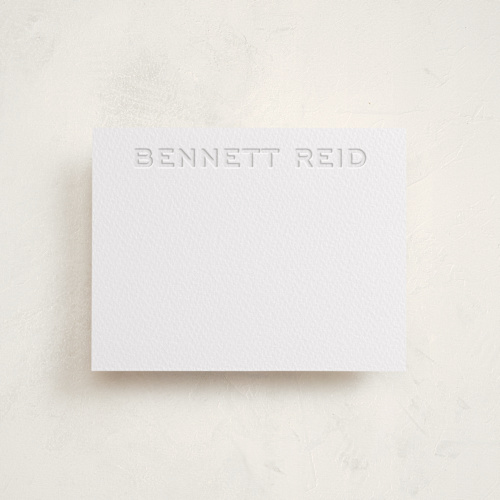 This is a blind deboss personalized stationery thank you cards with letterpress by Megan Davis called crewneck printing on coventry320 in standard