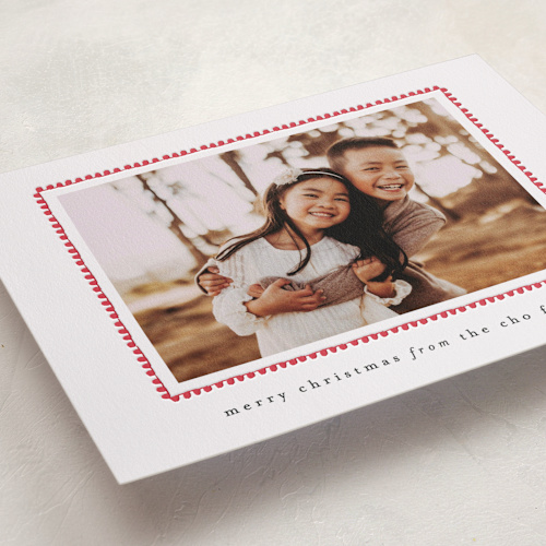 This is a berry letterpress holiday cards with letterpress by Sara Hicks Malone called hand drawn scallop printing on bright white letterpress paper in standard