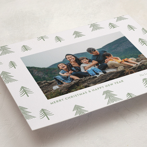 This is a forest letterpress holiday cards with letterpress by Shari Margolin called forest doodle printing on bright white letterpress paper in standard