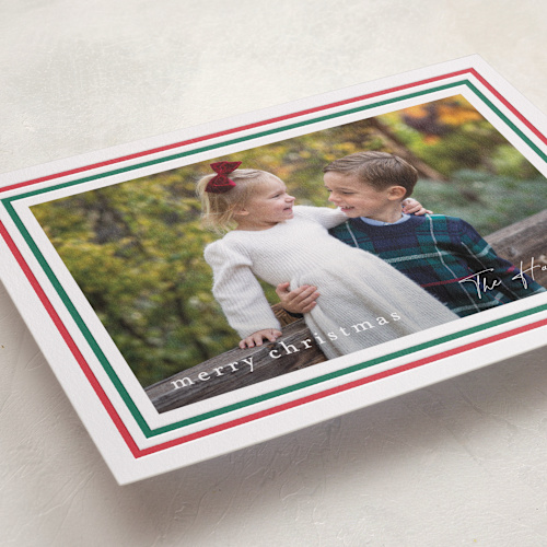 This is a festive letterpress holiday cards with letterpress by Stacey Meacham called simply festive printing on bright white letterpress paper in standard