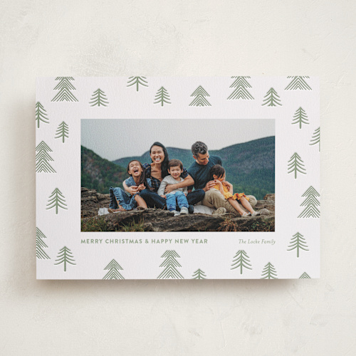 This is a forest letterpress holiday cards with letterpress by Shari Margolin called forest doodle printing on bright white letterpress paper in standard