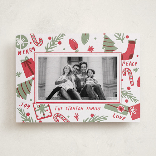 This is a festival letterpress holiday cards with letterpress by Oscar and Emma - Karly Depew called festive confetti printing on bright white letterpress paper in standard