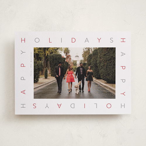This is a santa's suit letterpress holiday cards with letterpress by chocomocacino called kuzukiri printing on bright white letterpress paper in standard