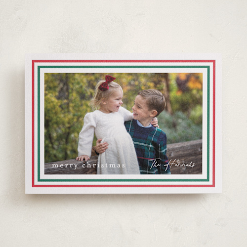 This is a festive letterpress holiday cards with letterpress by Stacey Meacham called simply festive printing on bright white letterpress paper in standard