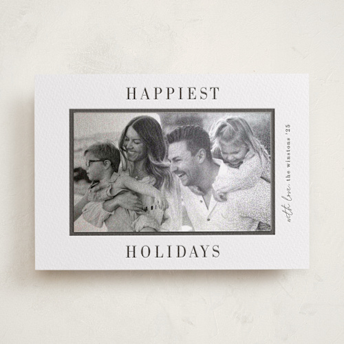This is a soft black photo mount holiday cards with letterpress by Pati Cascino called cinema printing on somerset500 in photo_mount