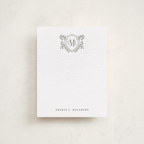 This is a moss personalized stationery thank you cards with letterpress by Tamara Hilje called escudo printing on coventry320 in standard