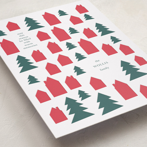 This is a forest letterpress holiday cards with letterpress by Baumbirdy called season filled printing on bright white letterpress paper in standard