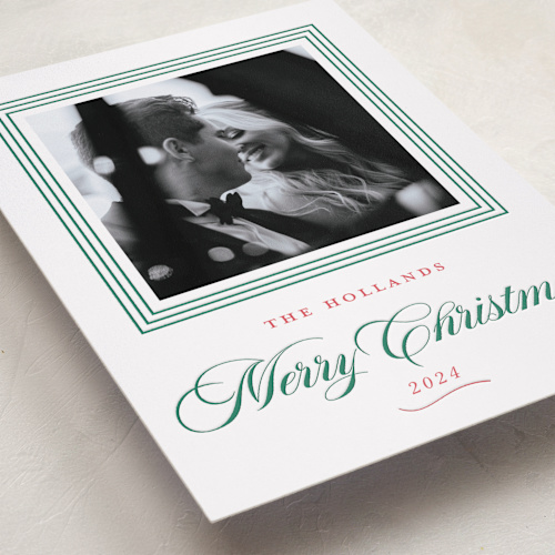 This is a mistletoe letterpress holiday cards with letterpress by Alston Foster called merry love printing on bright white letterpress paper in standard